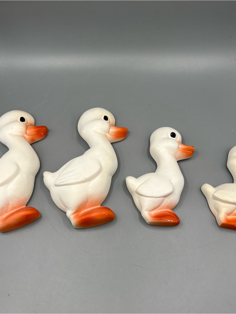 4 Chalkware Duck Family Wall Hanging Vintage MCM